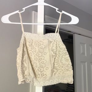 Cream color lace crop top from American Eagle.